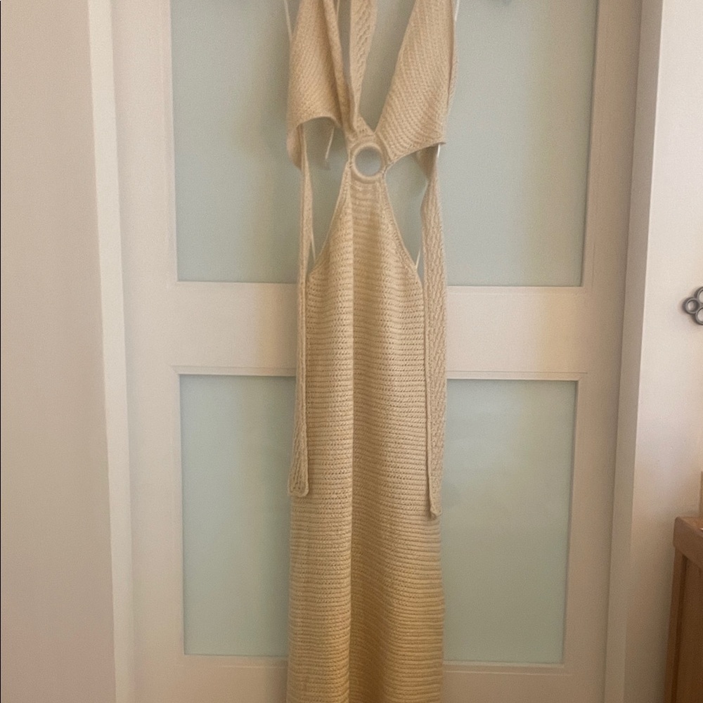 Elan Backless Tan Knit Dress
